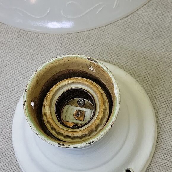 Vintage CEILING LIGHT LAMP SHADE GLOBE 3 Hole BEAD BALL 3 CHAIN- white - Picture 12 of 12